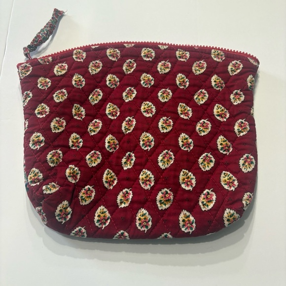 Vera Bradley Quilted Zip Pouch Red Leaf Cosmetic Bag - Picture 2 of 10